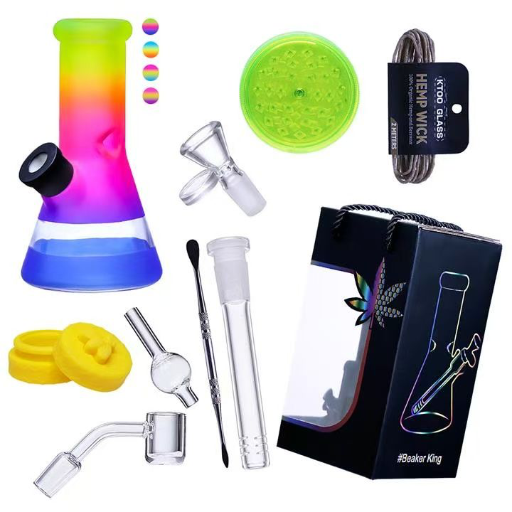 8 Inch 5mm Beaker Bong with Essential Kit