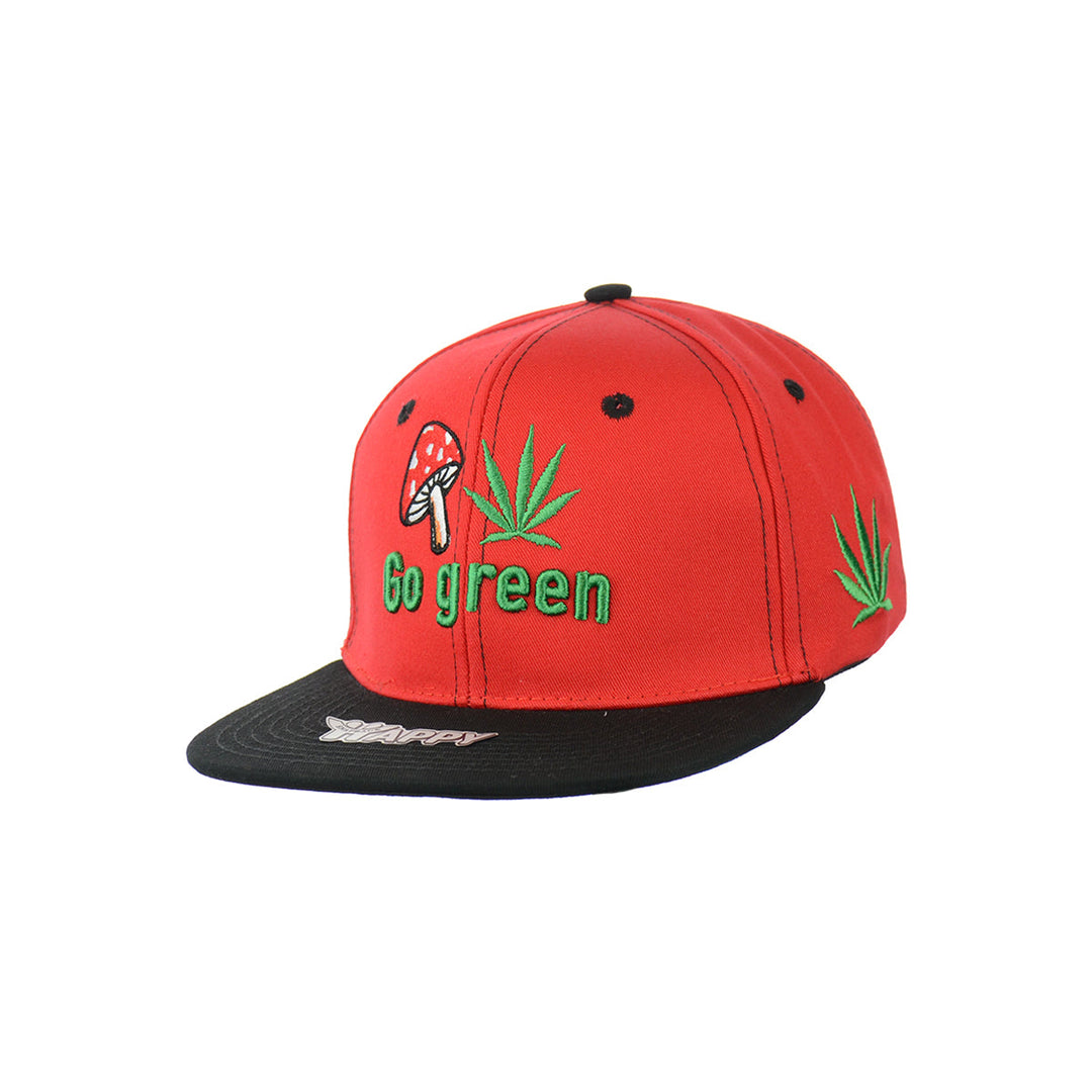 Embroidered Mushroom Go Green Snapback Hat
