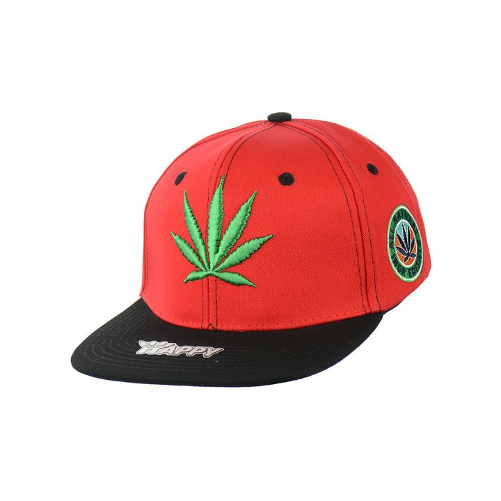 Embroidered Botanical Leaf Snapback Hat