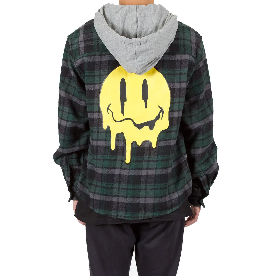 Drippy Smiley Flannel Hoodie 5-Piece Set - Green/Black