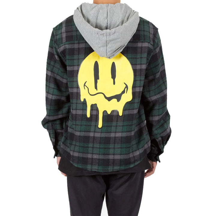 Drippy Smiley Flannel Hoodie 5-Piece Set - Green/Black
