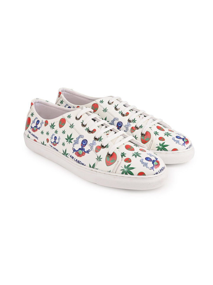 Snow White Vegan Leather Shoes - Herbal Pattern
