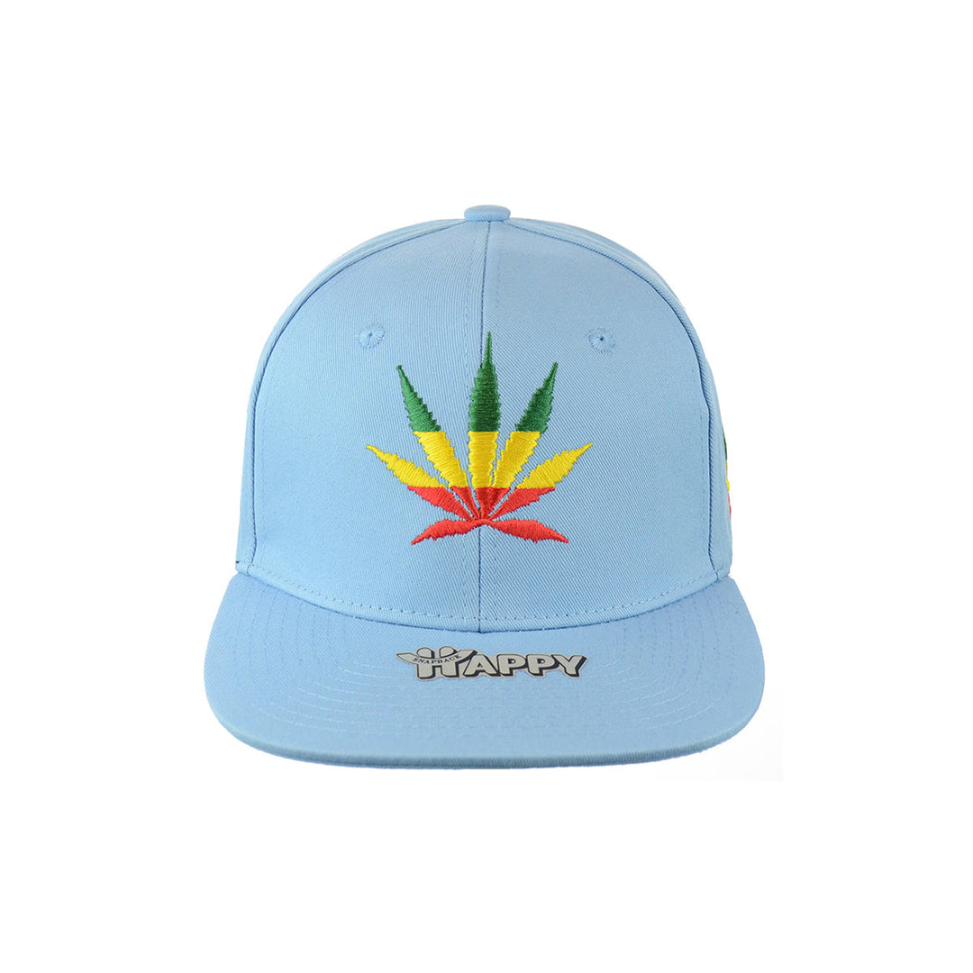 Rasta Leaf Embroidered Cotton Snapback Hat