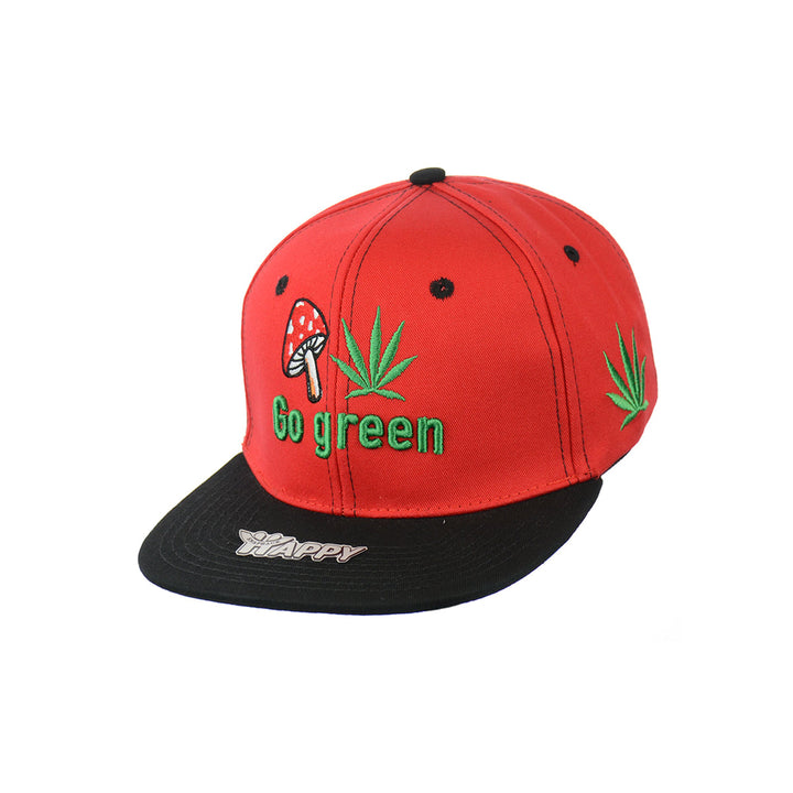 Embroidered Mushroom Go Green Snapback Hat