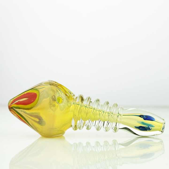 4.5" Silver Fume Spoon Pipe with Rasta Lines