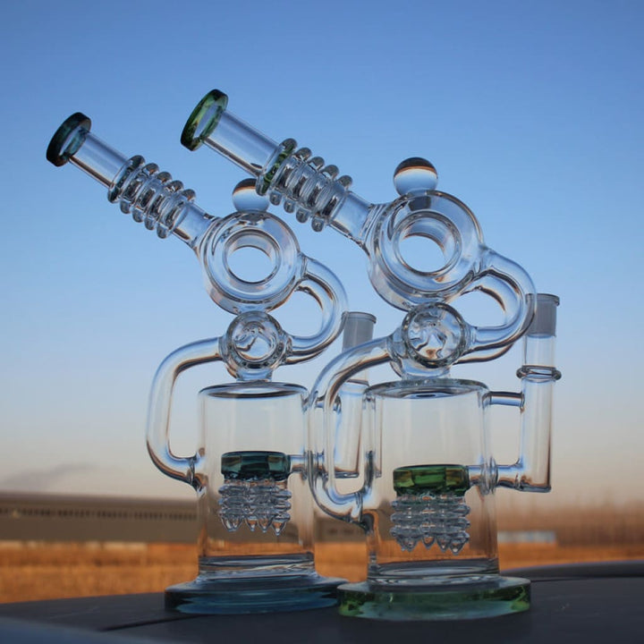 Approx. 11.5’ Recycler Style Water Pipe W/ Dual Percs