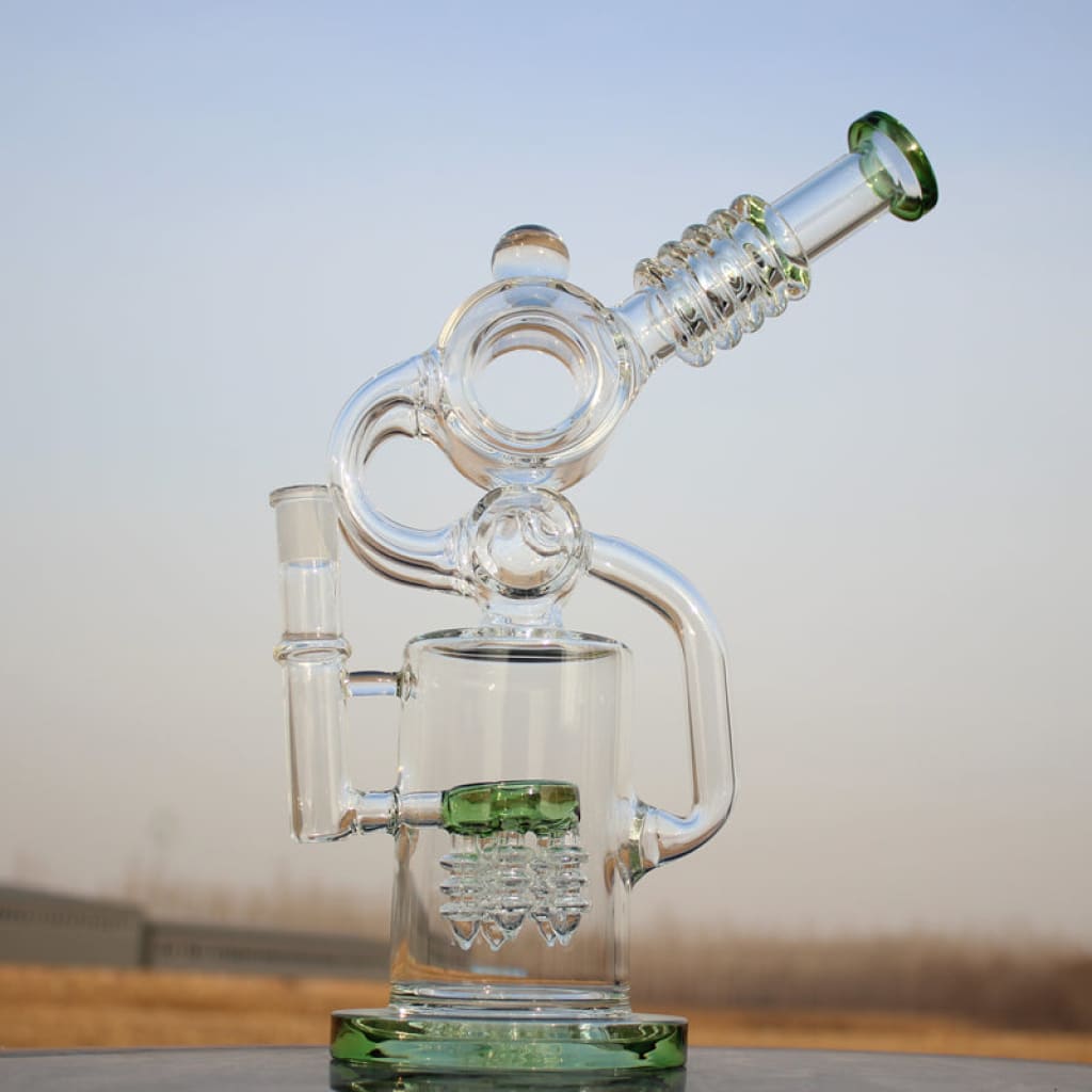 Approx. 11.5’ Recycler Style Water Pipe W/ Dual Percs