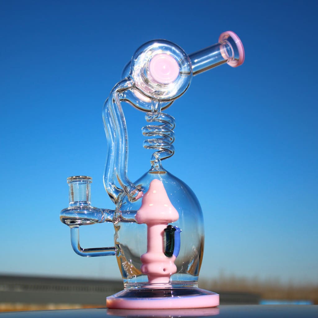 Approx. 11" Spiral Mushroom Recycler Water Pipe W/ Circ Perc