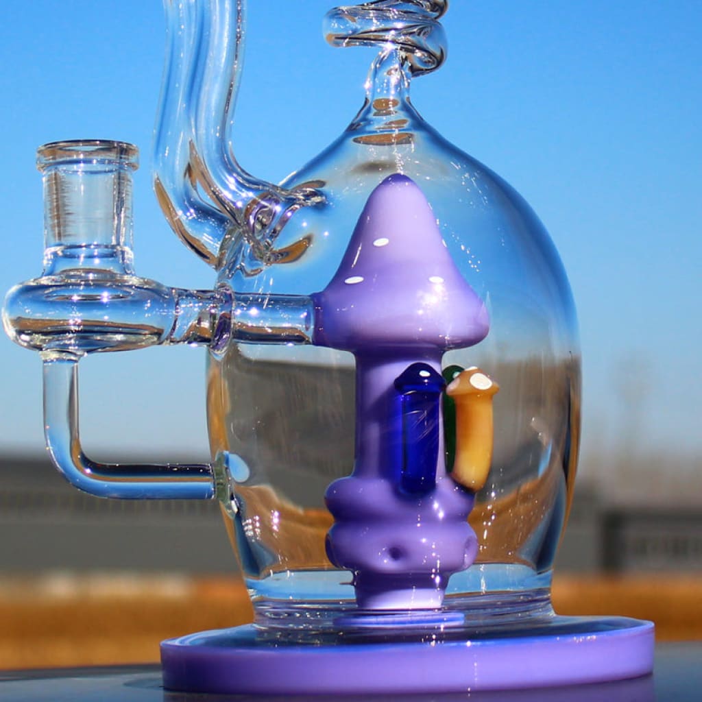 Approx. 11" Spiral Mushroom Recycler Water Pipe W/ Circ Perc