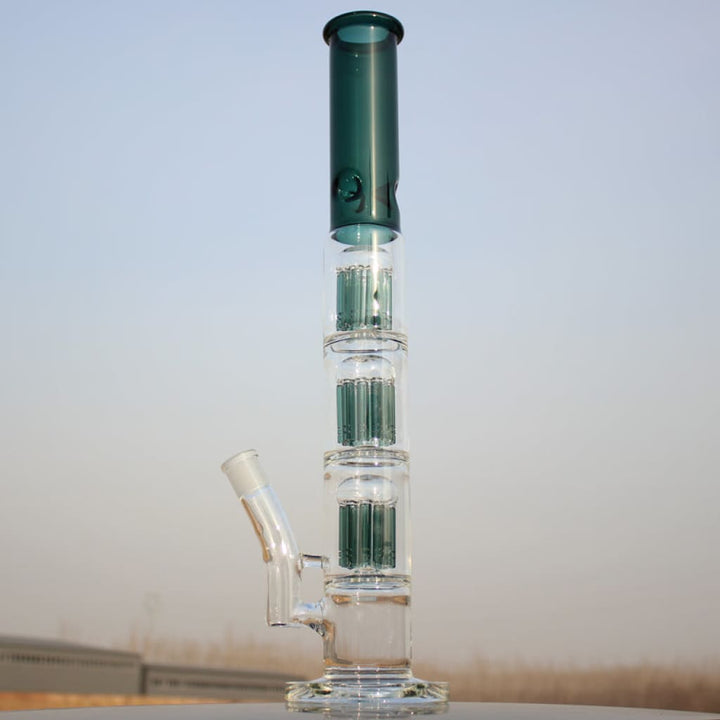 Approx. 19" Triple Tree Percolator Glass Water Pipe