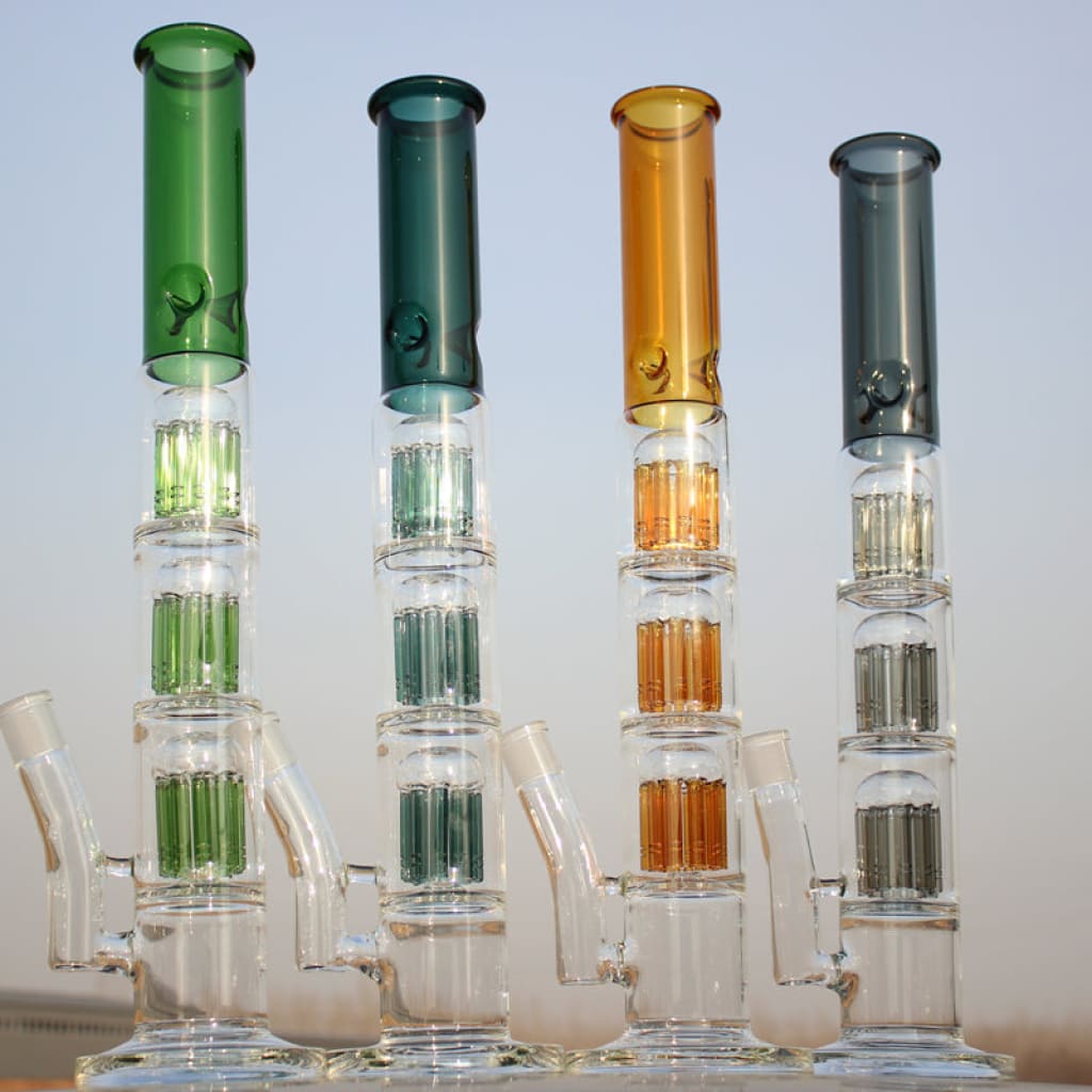 Approx. 19’ Triple Tree Percolator Glass Water Pipe