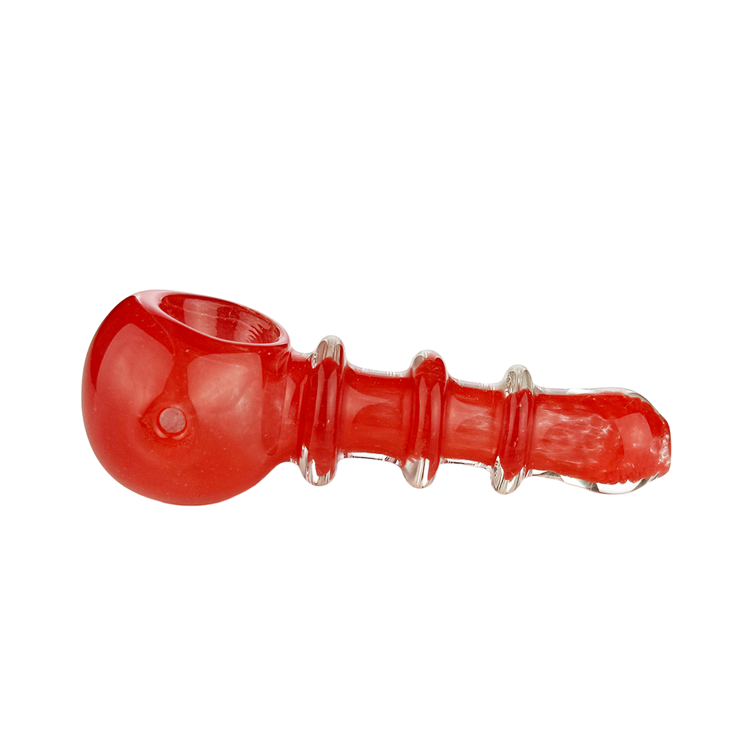 3 Inch Frit Glass Spoon Hand Pipe with Rings