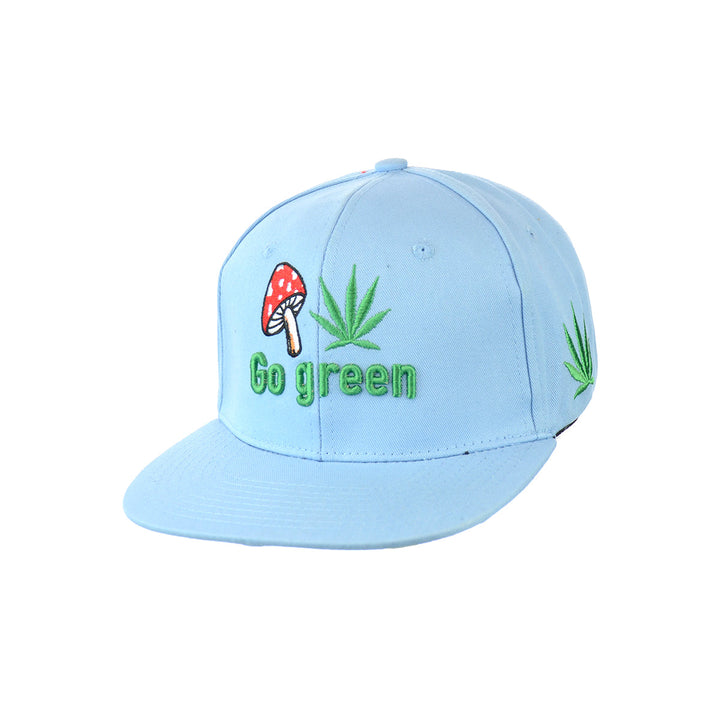 Embroidered Mushroom Go Green Snapback Hat