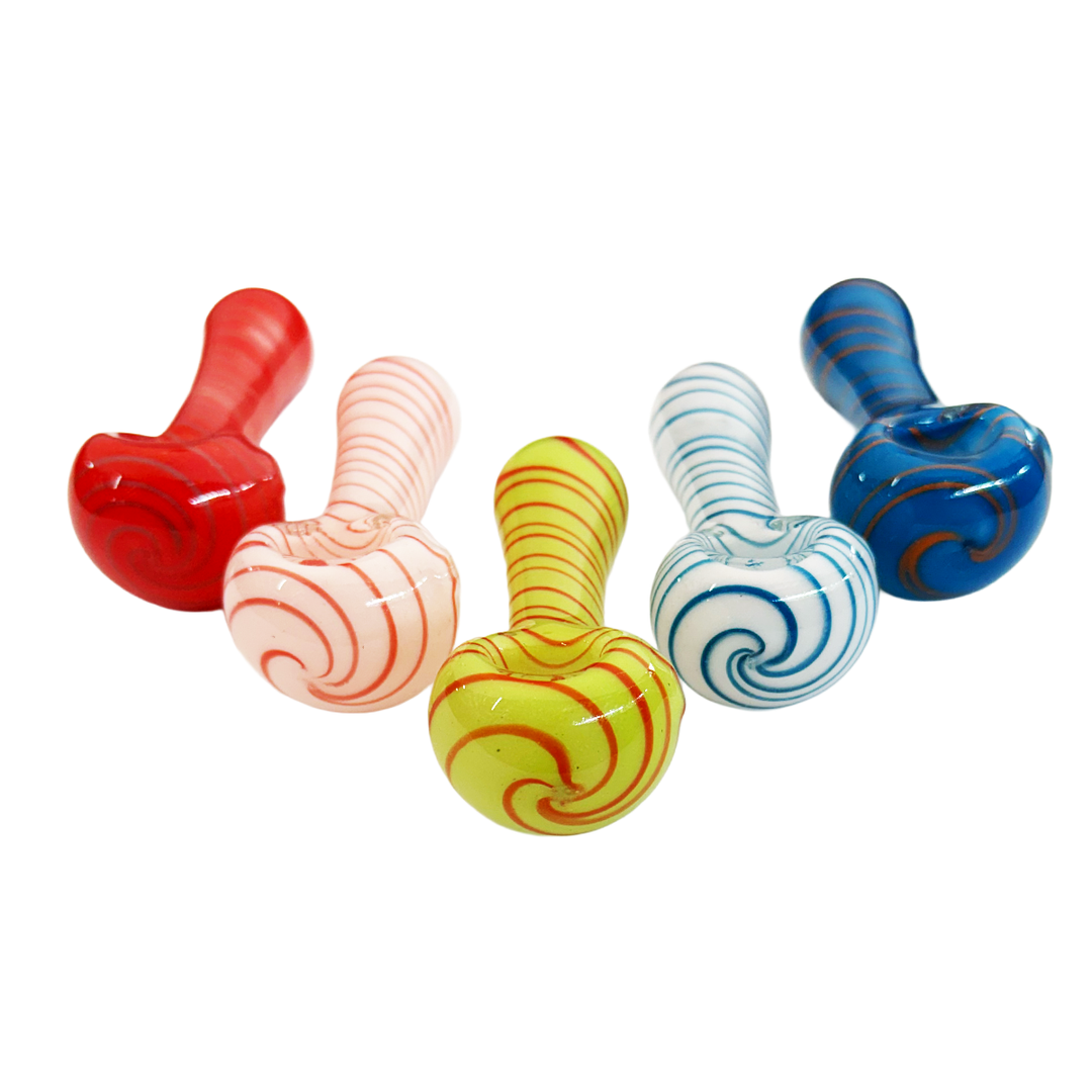 3.5 Inch Glass Spoon Pipe with Spiral Design