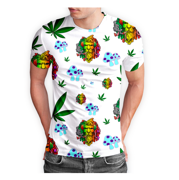 Rasta Lion Graphic White T-Shirt 5-Pack