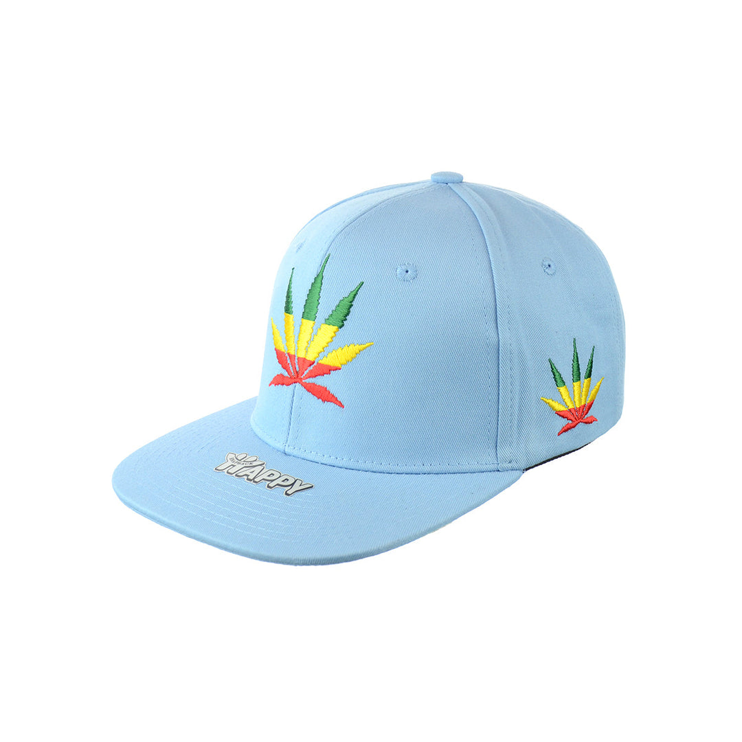 Rasta Leaf Embroidered Cotton Snapback Hat