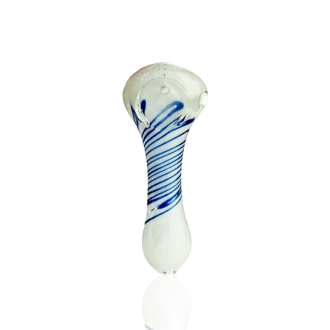 3 Inch Frit Glass Spoon Pipe with Spiral Design