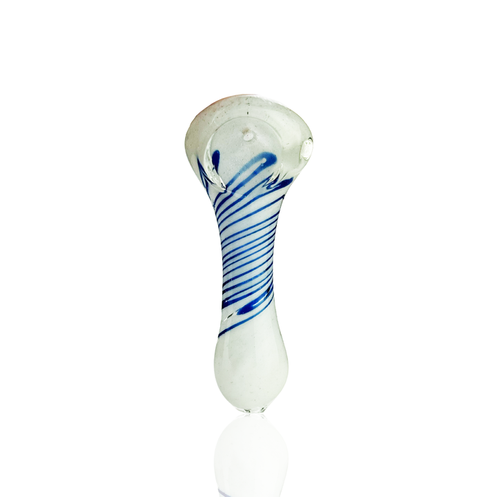 3 Inch Frit Glass Spoon Pipe with Spiral Design