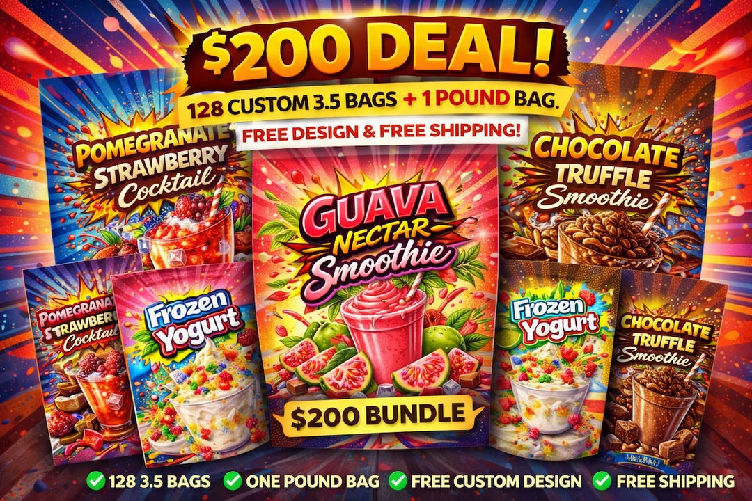 Custom Packaging Starter Kit - 128 Pouches & Pound Bag