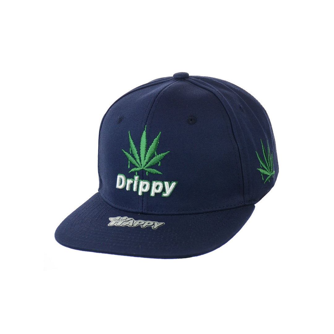 Embroidered Cotton Snapback Hat with Leaf Design