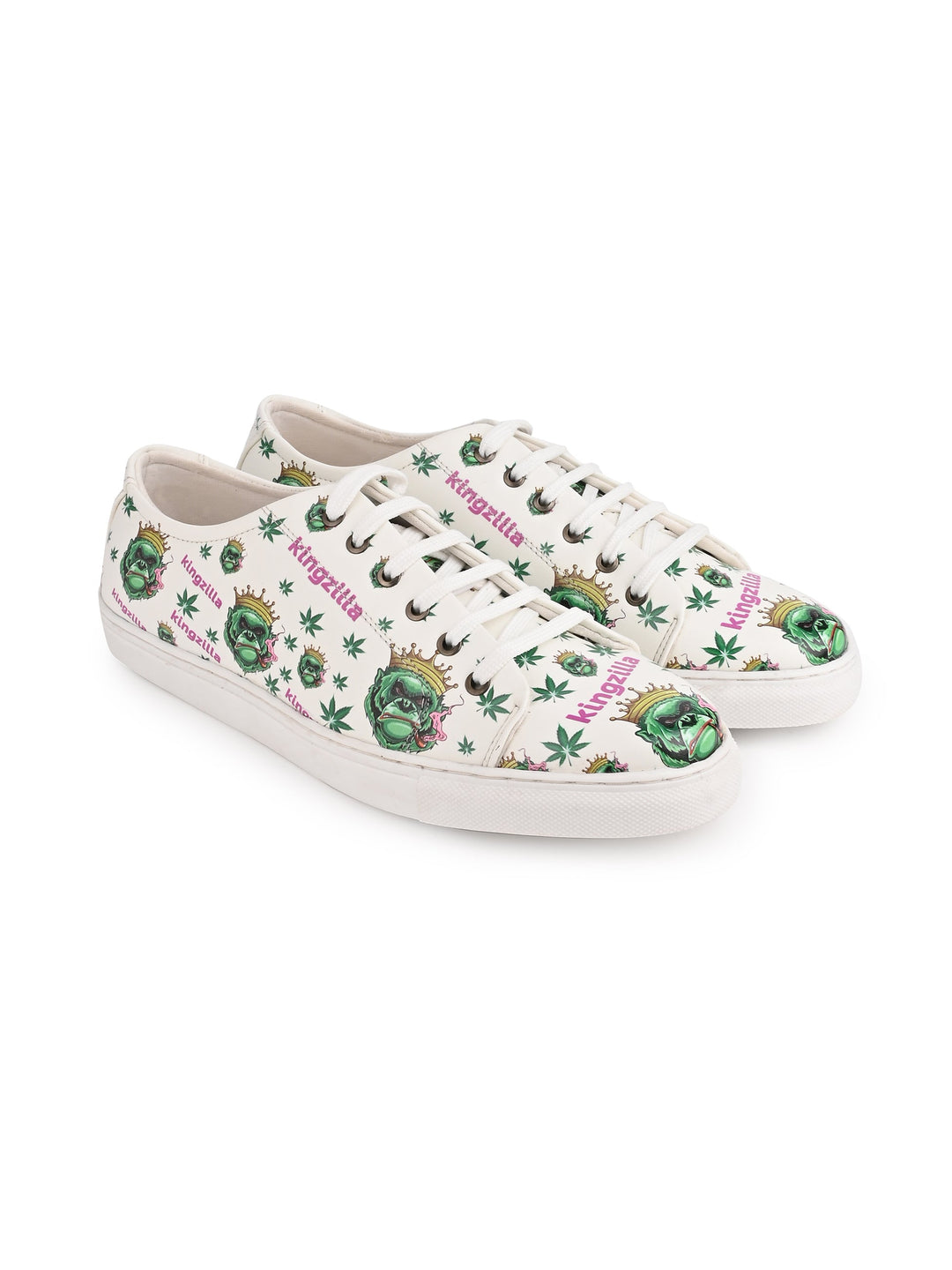Snow White Kingzilla Print Vegan Leather Shoes