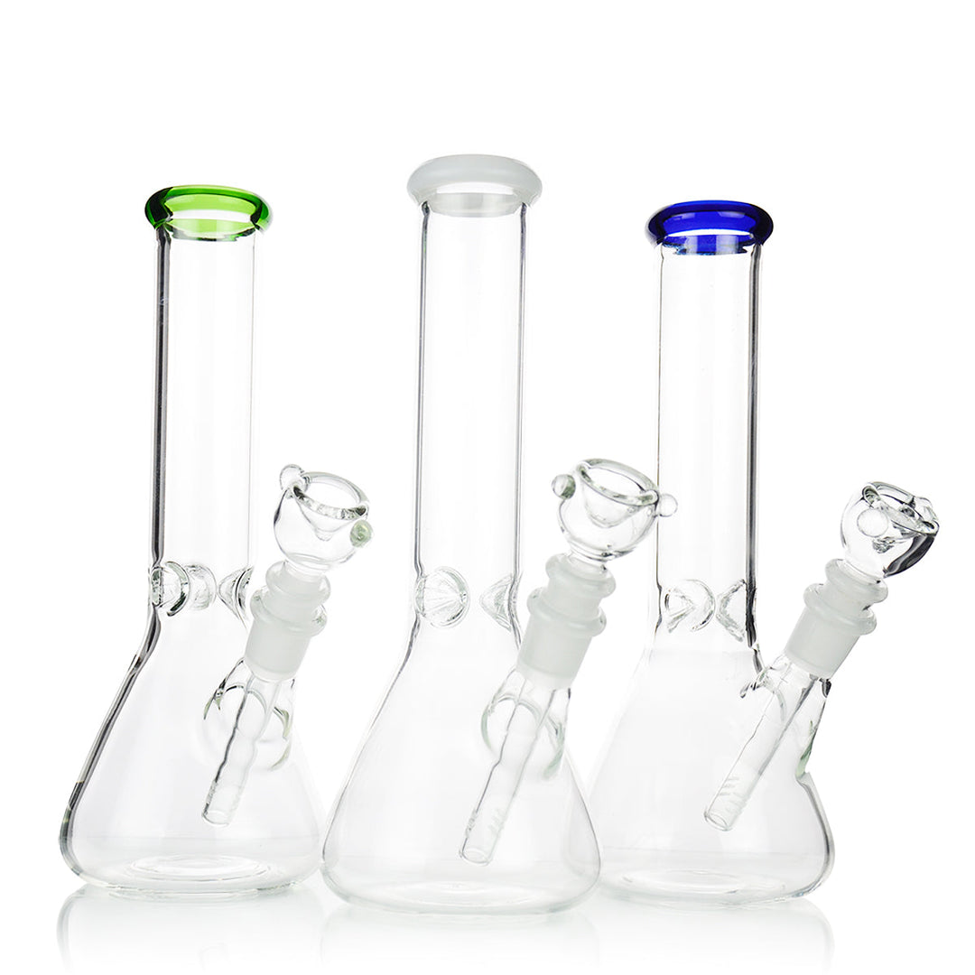 10 Inch Clear Beaker Water Pipe with Color Mouth