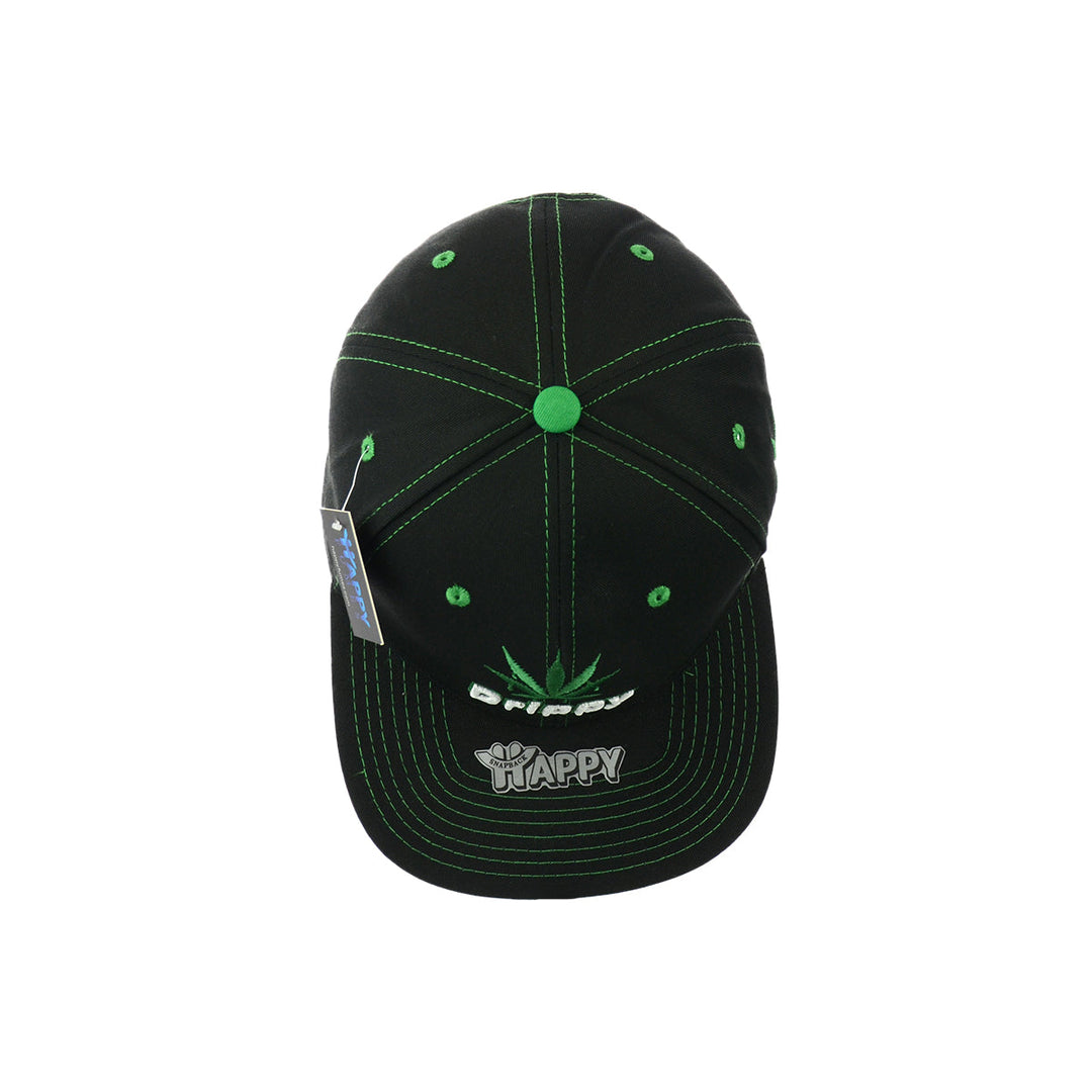 Embroidered Cotton Snapback Hat with Leaf Design