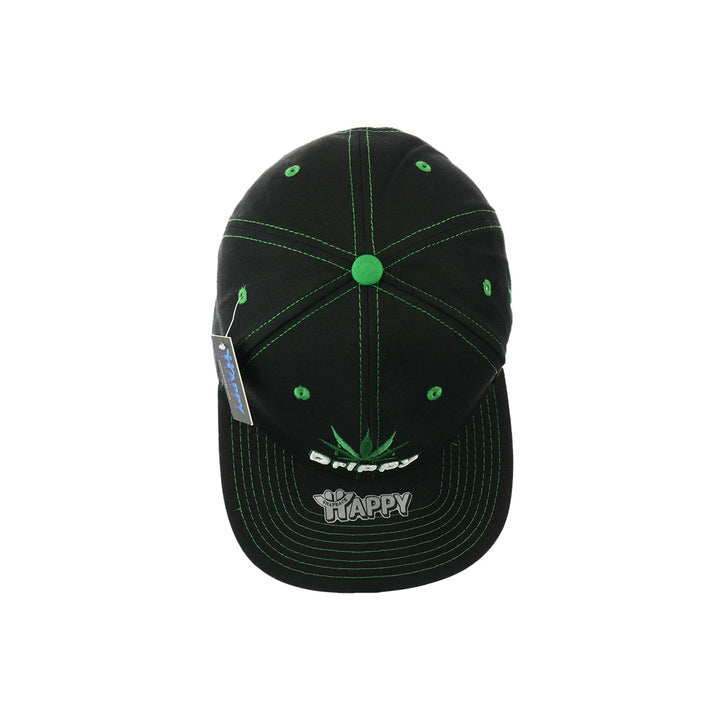 Embroidered Cotton Snapback Hat with Leaf Design