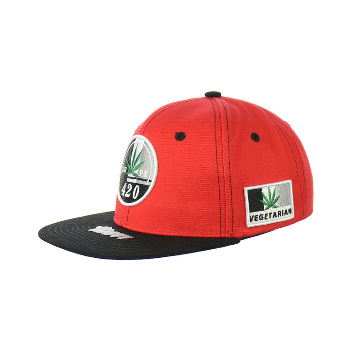 Vegetarian Leaf Embroidered Snapback Hat