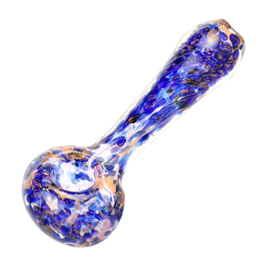 Blue And Gold Fumed Swirl Spoon Pipe - 4.5’