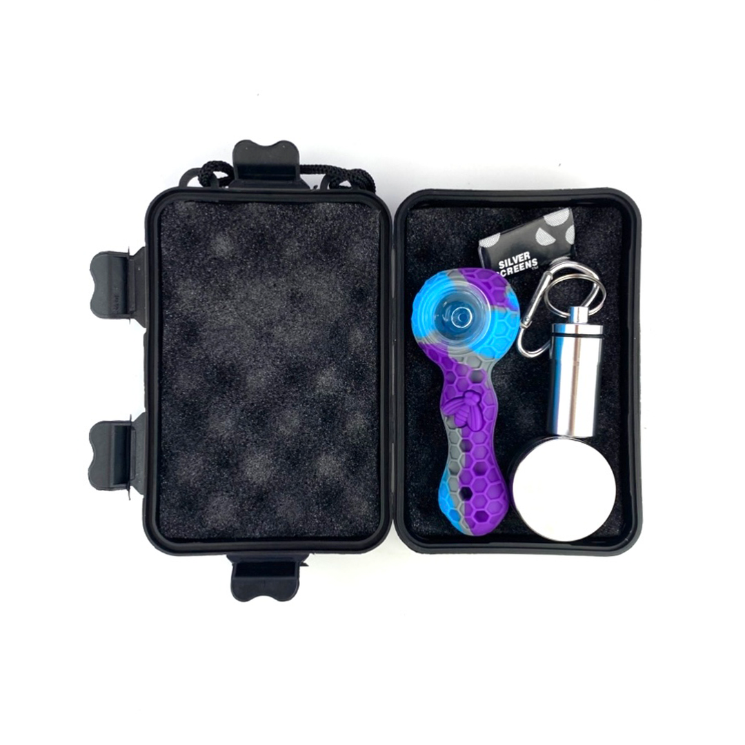4" Silicone Hand Pipe Kit with Grinder & Jar