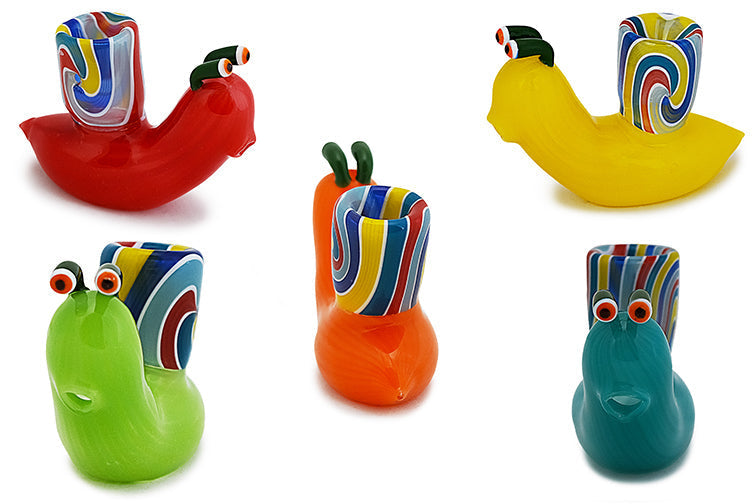 Colorful Snail Glass Dry Herb Pipe