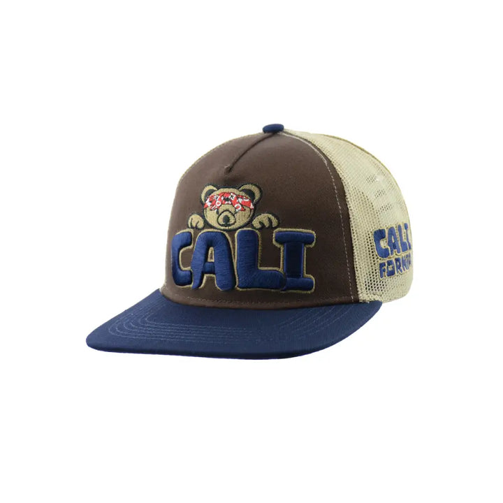 Cali Bear Embroidered Snapback Hat for Street Style