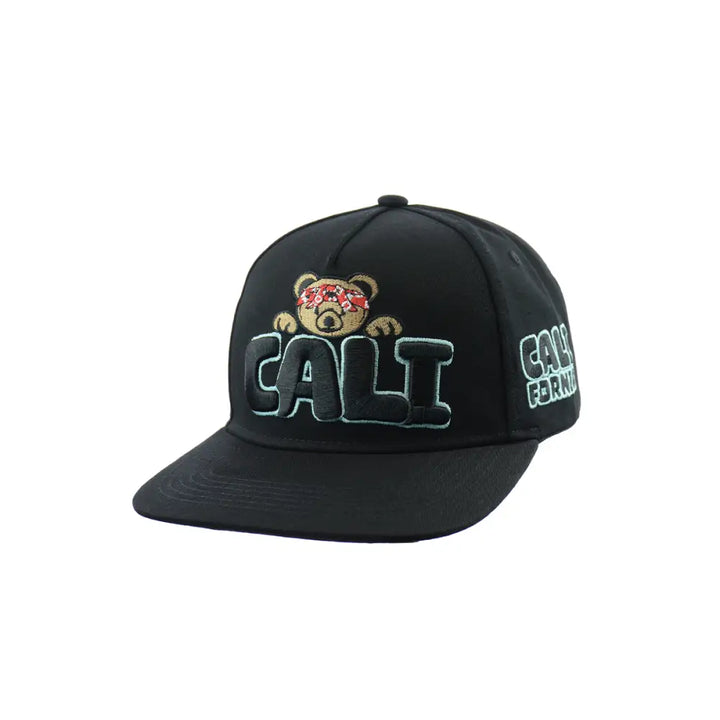 Cali Bear Embroidered Snapback Hat for Street Style