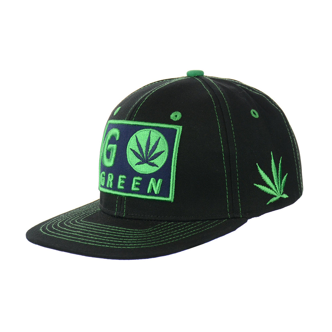 Embroidered Leaf Cotton Snapback Hat