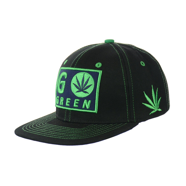 Embroidered Leaf Cotton Snapback Hat