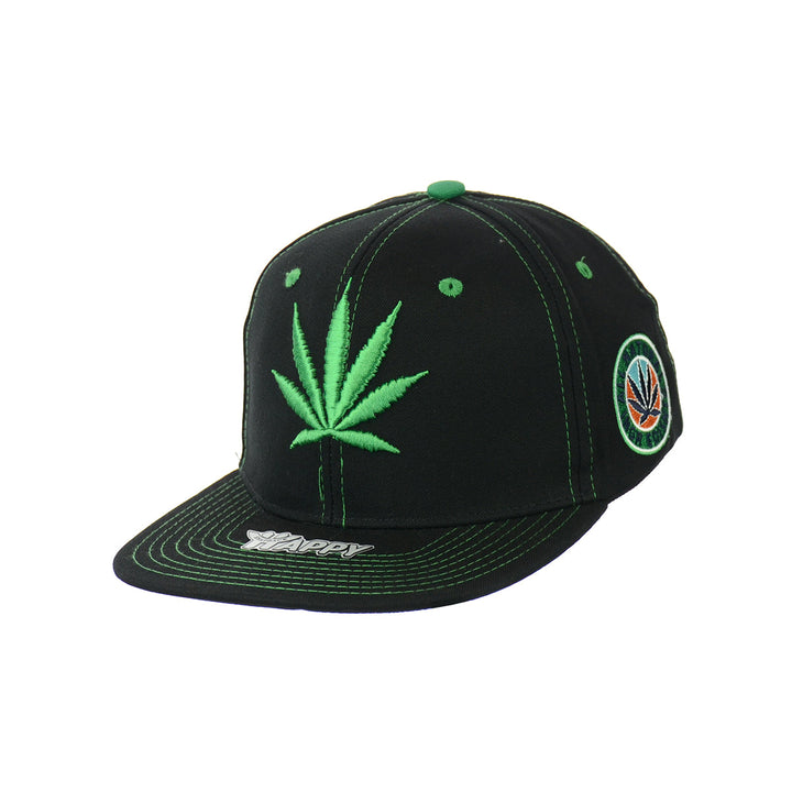 Embroidered Botanical Leaf Snapback Hat