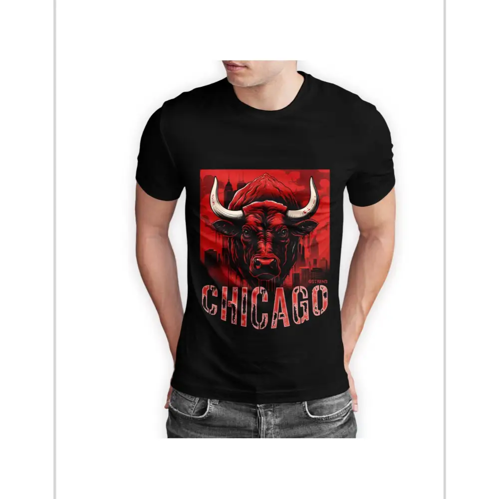 Chicago Half Sleeve Black T-shirt Comfortable and Stylish