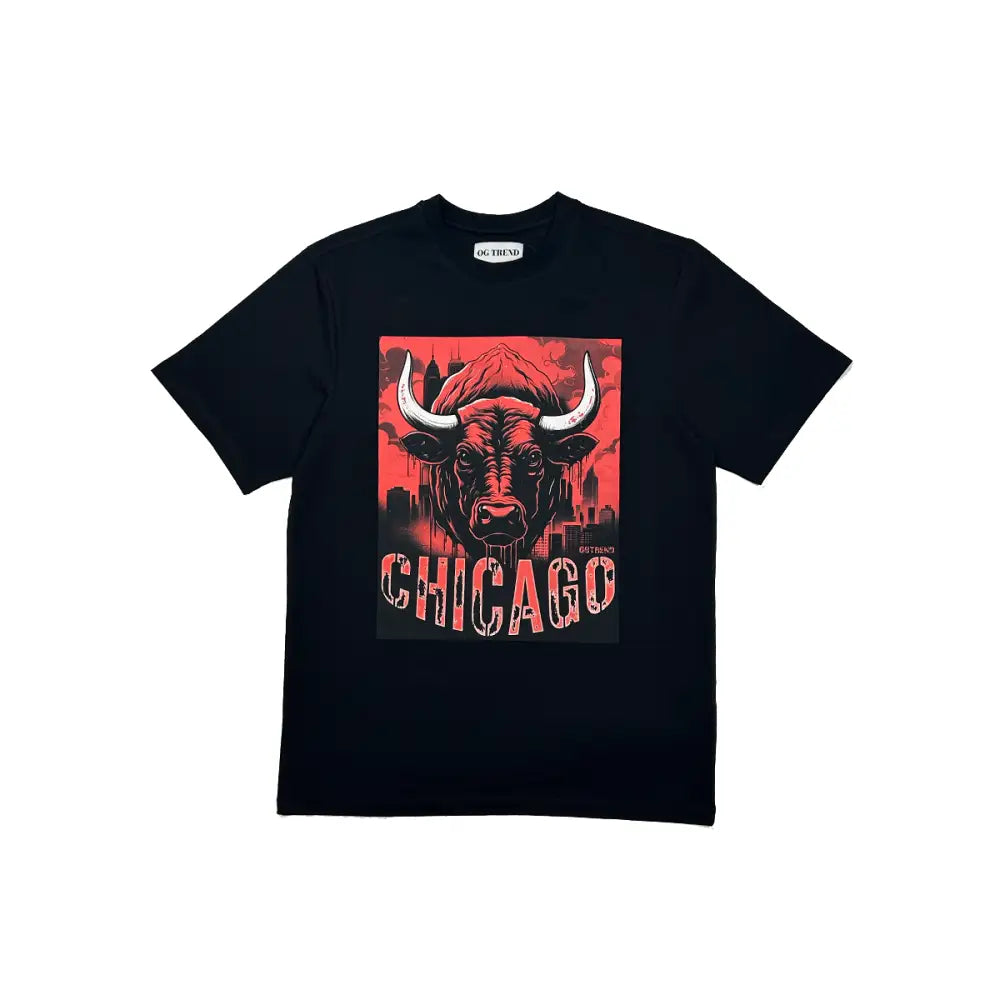 Chicago Half Sleeve Black T-shirt Comfortable and Stylish
