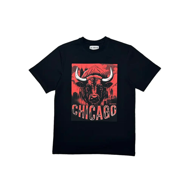Chicago Half Sleeve Black T-shirt Comfortable and Stylish