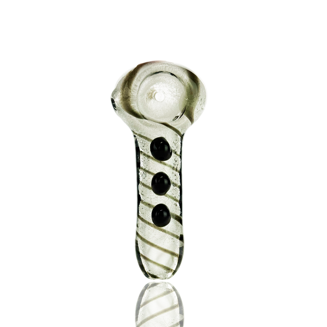 3.5 Inch White Frit Glass Pipe with Grip Buttons