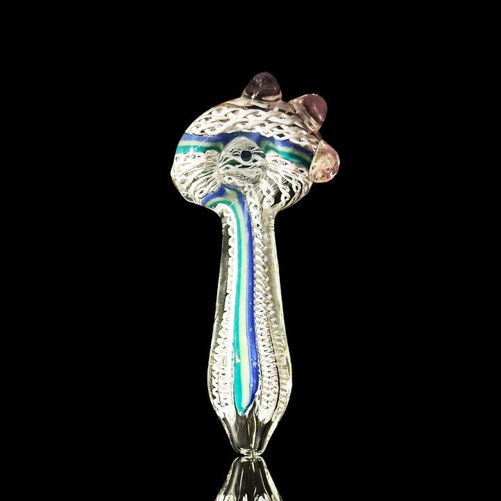 4.5 Inch Glass Hand Pipe with White Art