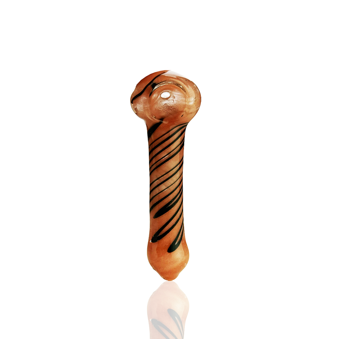 3 Inch Frit Glass Spoon Pipe with Spiral Design
