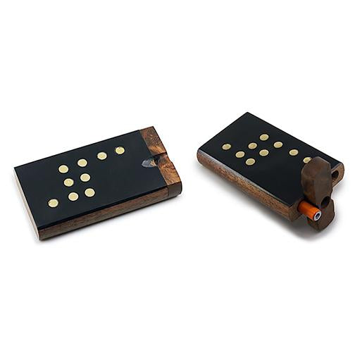 Black Studded Wooden Dugout with Metal Bat