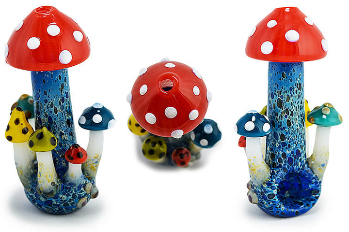 Vibrant Mushroom Glass Dry Herb Pipe