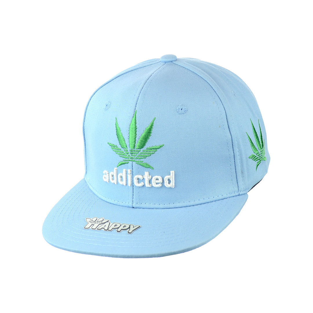 Cotton Snapback Hat with Embroidered Leaf