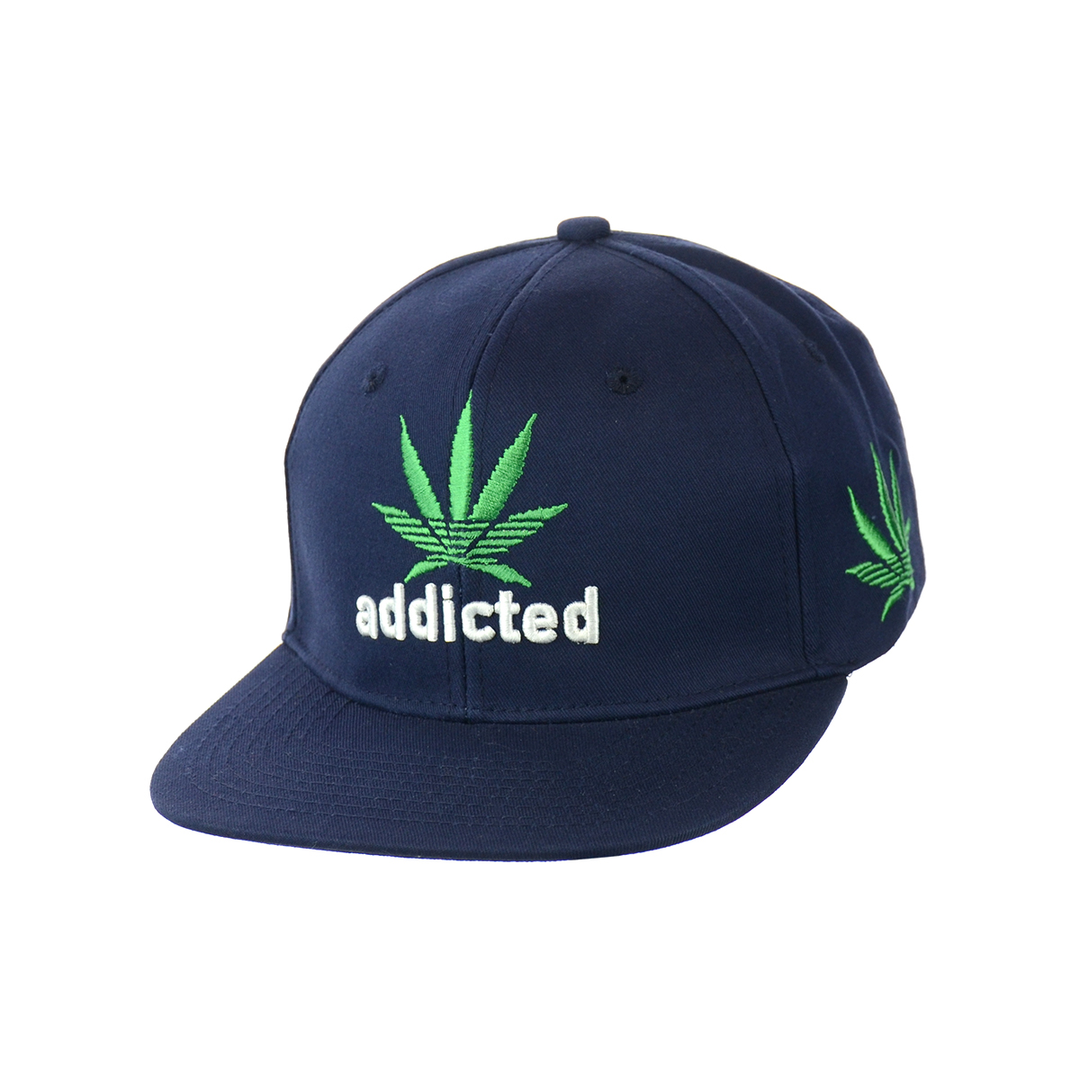 Cotton Snapback Hat with Embroidered Leaf