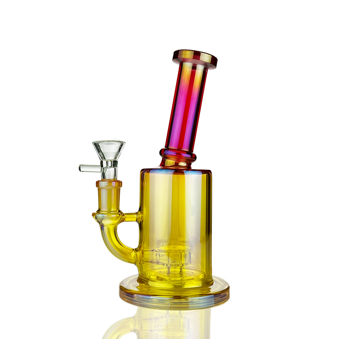 Compact 7" Electroplated Glass Bong with Shower Perc