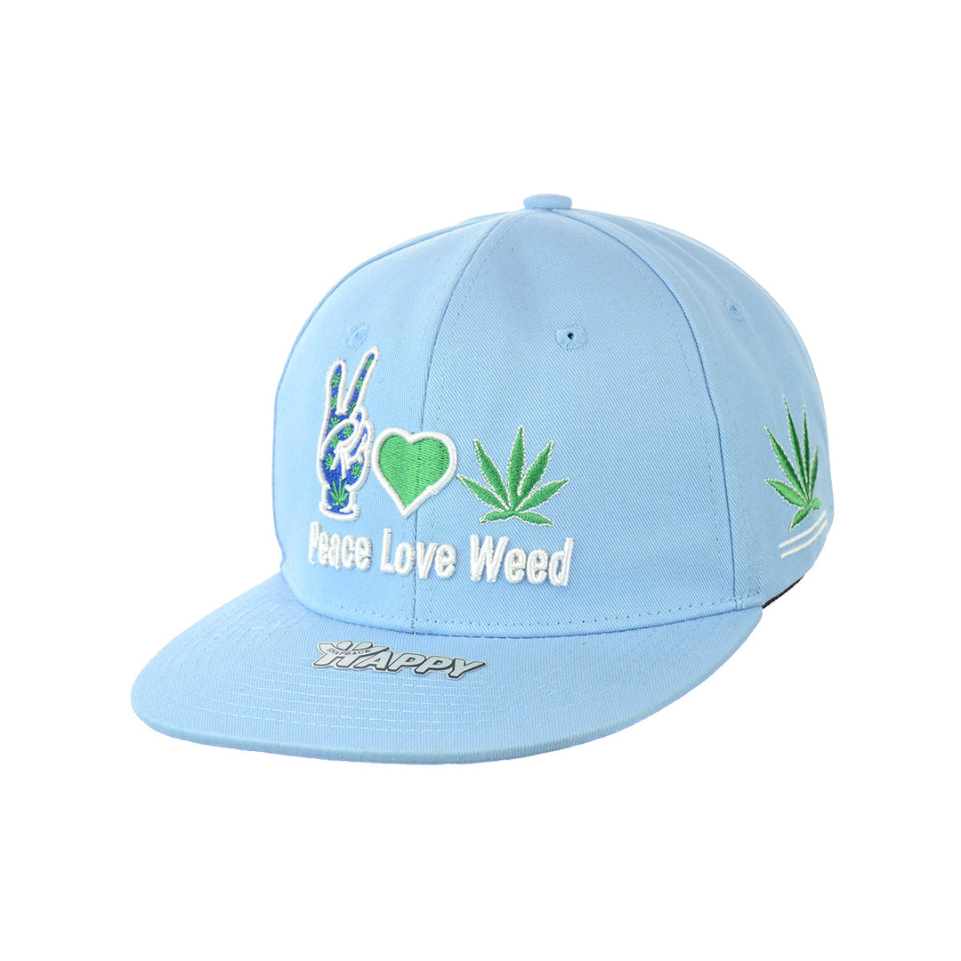 Peace Sign Embroidered Snapback Cap