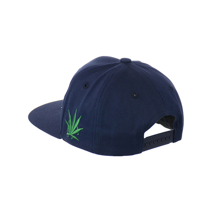 Embroidered Cotton Snapback Hat with Leaf Design